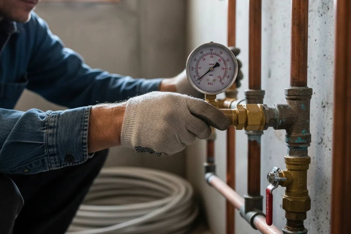 Pressure testing a repaired line during Water Line Repair in Shorewood